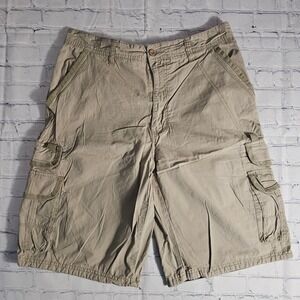 Airwalk Mens Cargo Shorts Tan Khaki Size 34 Cotton Utility Pockets Y2K Skater